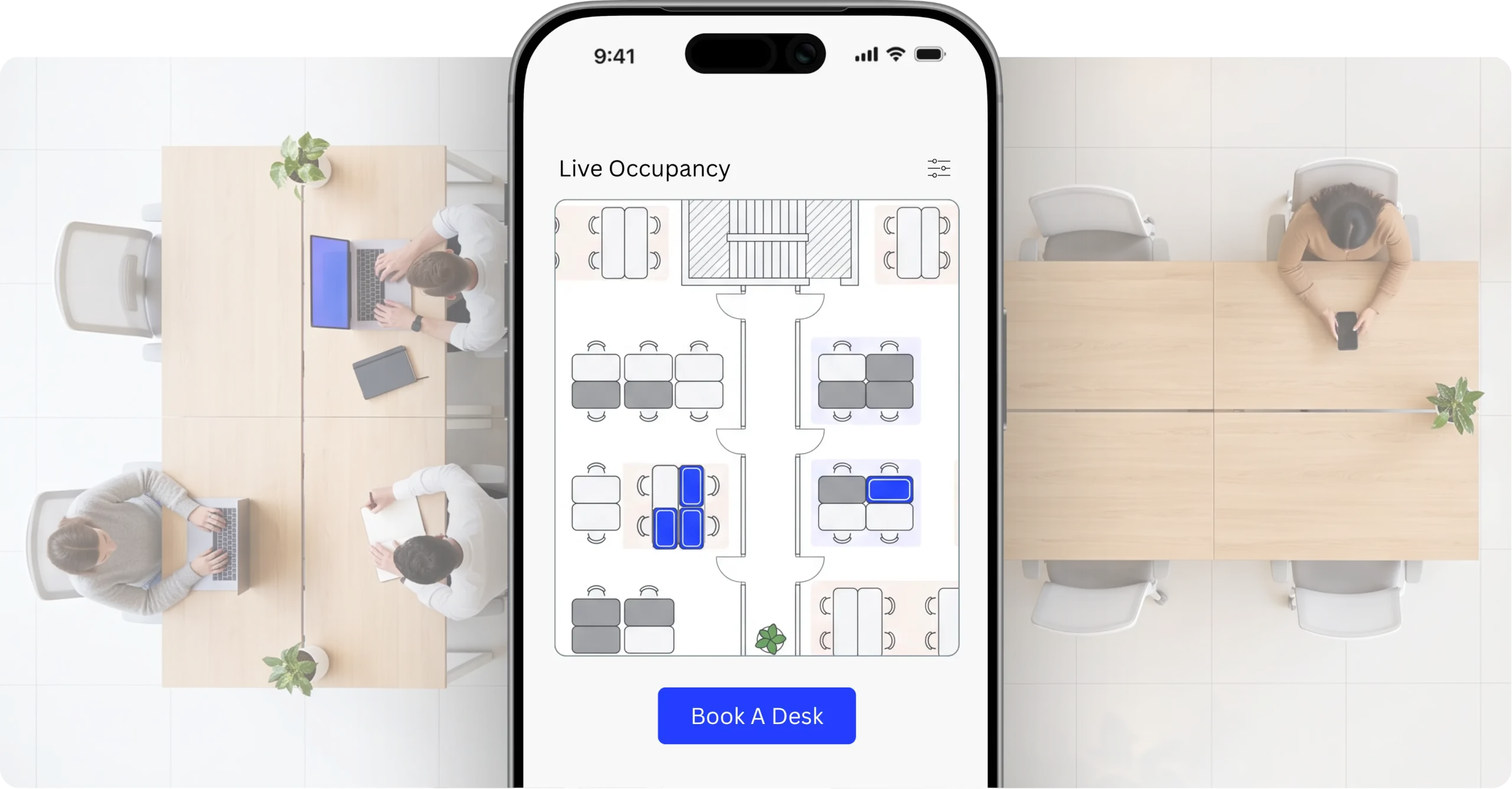 Entry2Exit Hot Desking System interface for booking flexible workspace seating
